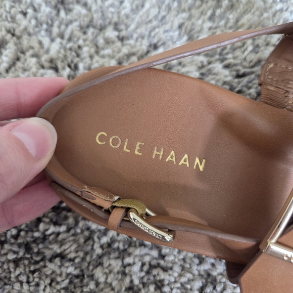 Cole Haan Women's Francie Leather Buckle Sandals In Pecan Camel Brown‎ Size 7.5 - Picture 5 of 8